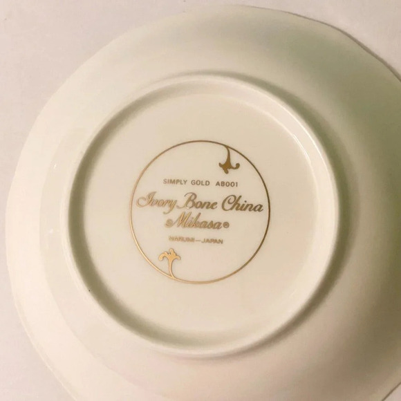 Vtg Mikasa Fruit  Dessert Sauce Bowl Simply Gold Pattern 6 Inch Ivory Bone China - Picture 7 of 16